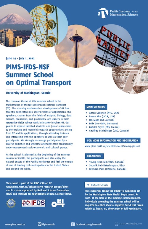 2022 Summer School in Optimal Transport poster